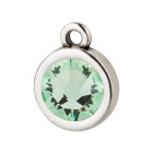 Pendant silver antique 10mm with Crystal stone in Chrysolite 7mm 999° antique silver plated