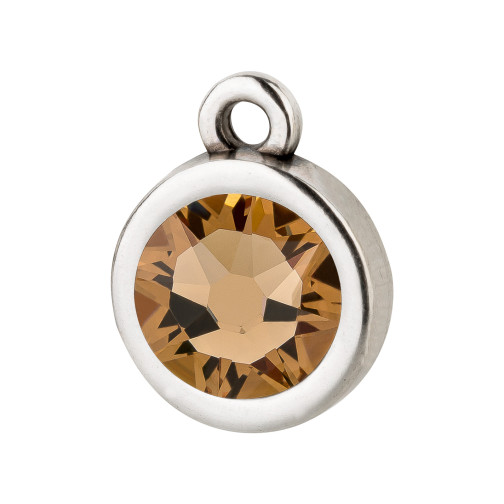 Ciondolo argento antico 10mm con cristallo in Lt Colorado Topaz 7mm 999° argentato antico