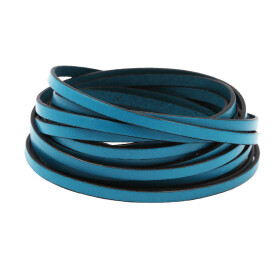 Cinturino piatto in pelle Blu genziana (bordo nero) 5x2mm