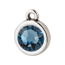 Pendant silver antique 10mm with Crystal stone in Denim...