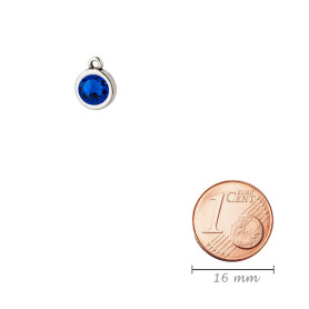 Pendentif argent antique 10mm avec un pierre de cristal Majestic Blue 7mm 999° argenté