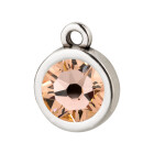 Anhänger antik silber 10mm mit Kristallstein in Light Peach 7mm 999° antik versilbert