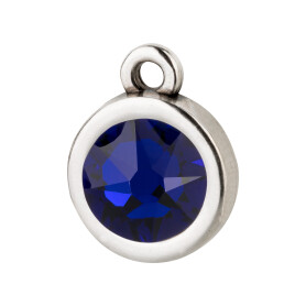 Pendant silver antique 10mm with Crystal stone in Cobalt...