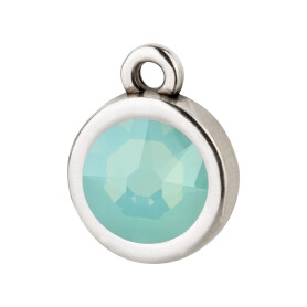 Pendant silver antique 10mm with Crystal stone in Pacific Opal 7mm 999° antique silver plated