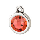 Pendant silver antique 10mm with Crystal stone in Padparadscha 7mm 999° antique silver plated