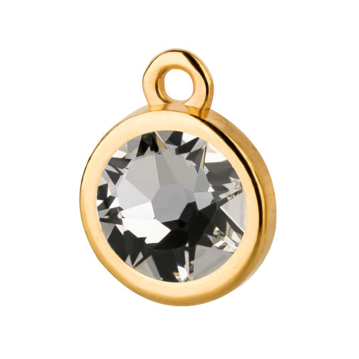 Pendant gold 10mm with Crystal stone in Crystal 7mm 24K gold plated
