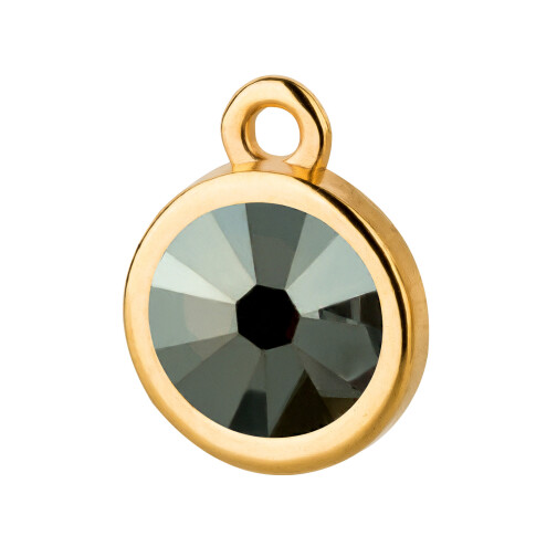 Pendant gold 10mm with Crystal stone in Crystal Bronze Shade 7mm 24K gold plated