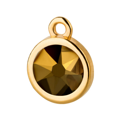 Pendant gold 10mm with Crystal stone in Crystal Dorado 7mm 24K gold plated