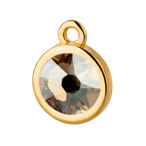Pendente oro 10mm con pietra cristallo Crystal Golden Shadow 7mm 24K placcato oro