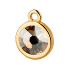 Pendente oro 10mm con pietra cristallo Crystal Golden Shadow 7mm 24K placcato oro