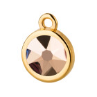 Pendant gold 10mm with Crystal stone in Crystal Rose Gold 7mm 24K gold plated