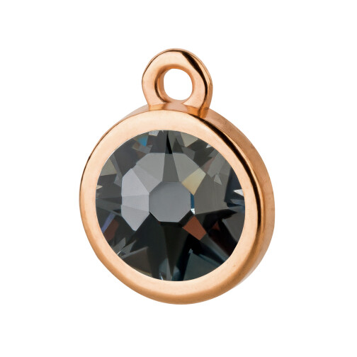 Colgante oro rosa 10mm con piedra de cristal en Crystal Silver Night 7mm 24K chapado oro rosa