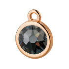 Colgante oro rosa 10mm con piedra de cristal en Crystal Silver Night 7mm 24K chapado oro rosa