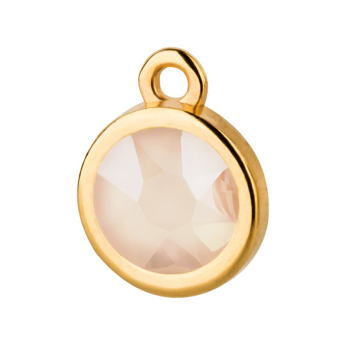 Ciondolo oro 10mm con cristallo in Crystal Ivory Cream 7mm placcato oro 24K
