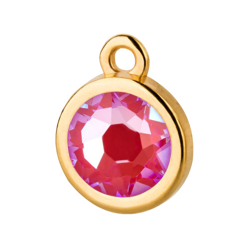Pendentif or 10mm avec cristal en Crystal Royal Red DeLite 7mm plaqué or 24K
