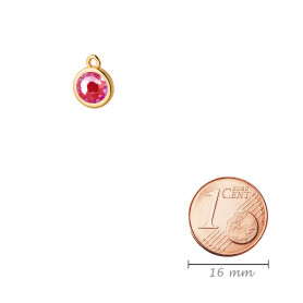 Pendant rose gold 10mm with Crystal stone in Crystal Royal Red DeLite 7mm 24K rose gold plated