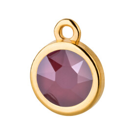 Pendant gold 10mm with Crystal stone in Crystal Dark Red 7mm 24K gold plated