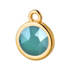 Pendente oro 10mm con pietra cristallo Crystal Royal Green 7mm 24K placcato oro