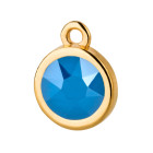 Ciondolo oro 10mm con cristallo in Crystal Royal Blue 7mm placcato oro 24K