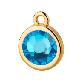 Pendant gold 10mm with Crystal stone in Crystal Royal Blue DeLite 7mm 24K gold plated