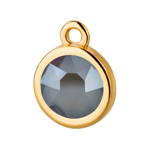 Hanger goud 10mm met kristalsteen in Crystal Dark Grey 7mm 24K verguld