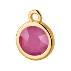 Anhänger gold 10mm mit Kristallstein in Crystal Peony Pink 7mm 24K vergoldet