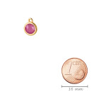 Hanger goud 10mm met kristalsteen in Crystal Peony Pink 7mm 24K verguld