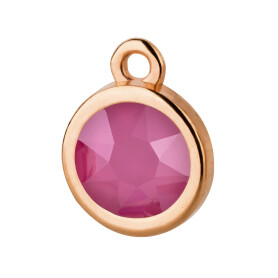 Pendentif or rose 10mm avec un pierre de cristal Crystal Peony Pink 7mm 24K plaqué or rose