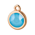 Pendant rose gold 10mm with Crystal stone in Crystal Summer Blue 7mm 24K rose gold plated