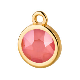 Pendant gold 10mm with Crystal stone in Crystal Light Coral 7mm 24K gold plated
