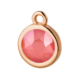 Pendant rose gold 10mm with Crystal stone in Crystal Light Coral 7mm 24K rose gold plated