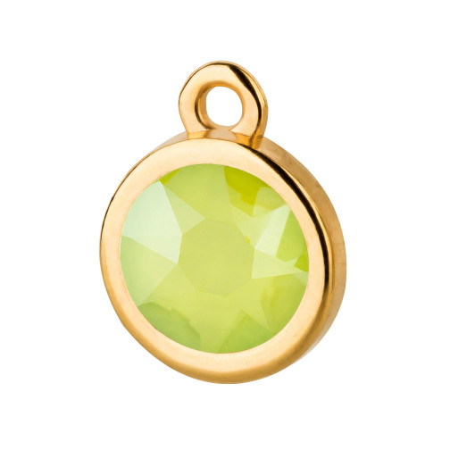 Pendant gold 10mm with crystal stone in Crystal Lime 7mm 24K gold plated