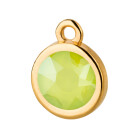 Pendant gold 10mm with Crystal stone in Crystal Lime 7mm 24K gold plated