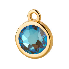 Pendant gold 10mm with Crystal stone in Crystal Army Green DeLite 7mm 24K gold plated