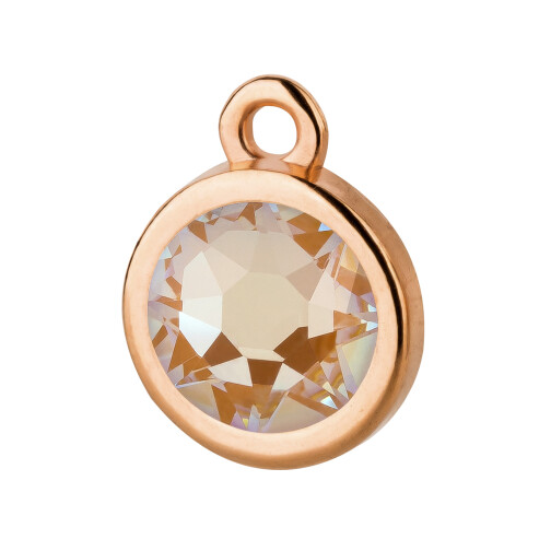 Pendentif or rose 10mm avec cristal en Crystal Ochre DeLite 7mm plaqué or rose 24K