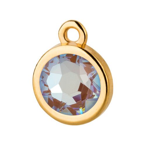 Pendant gold 10mm with Crystal stone in Crystal Cappuchino DeLite 7mm 24K gold plated
