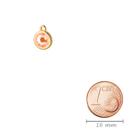 Pendant gold 10mm with Crystal stone in Crystal Peach...