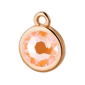 Pendant rose gold 10mm with Crystal stone in Crystal Peach DeLite 7mm 24K rose gold plated