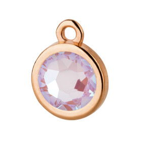 Pendente oro rosa 10mm con pietra cristallo Crystal Lavender DeLite 7mm 24K placcato oro rosa