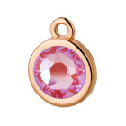 Pendente oro rosa 10mm con pietra cristallo Crystal Lotus Pink DeLite 7mm 24K placcato oro rosa