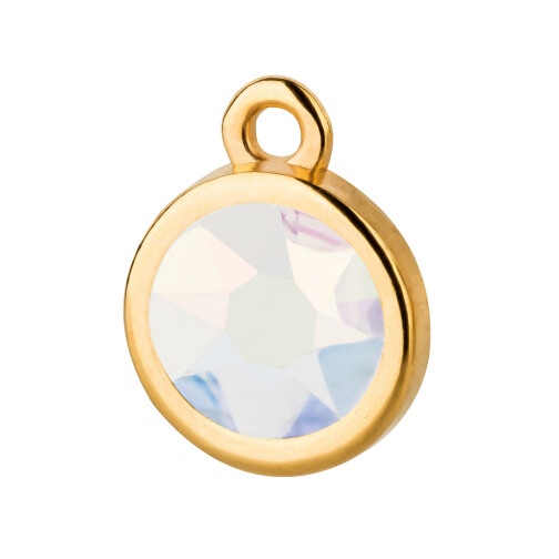 Anhänger gold 10mm mit Kristallstein in Crystal Transmission 7mm 24K vergoldet