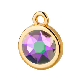 Pendant gold 10mm with Crystal stone in Crystal Paradise Shine 7mm 24K gold plated