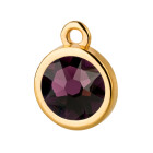Pendant gold 10mm with Crystal stone in Amethyst 7mm 24K gold plated