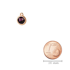 Pendentif or rose 10mm avec un pierre de cristal Amethyst 7mm 24K plaqué or rose
