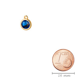 Pendant gold 10mm with Crystal stone in Sapphire 7mm 24K...
