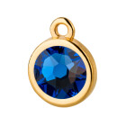 Pendant gold 10mm with Crystal stone in Sapphire 7mm 24K gold plated