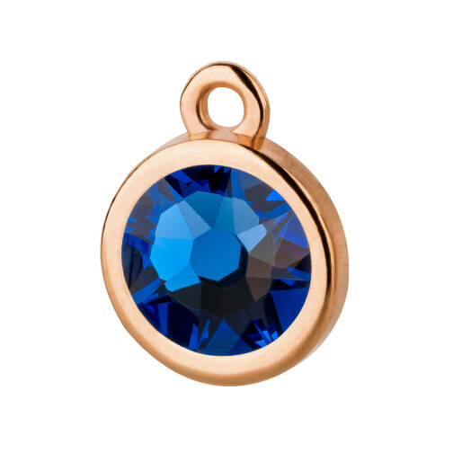 Pendant rose gold 10mm with Crystal stone in Sapphire 7mm 24K rose gold plated