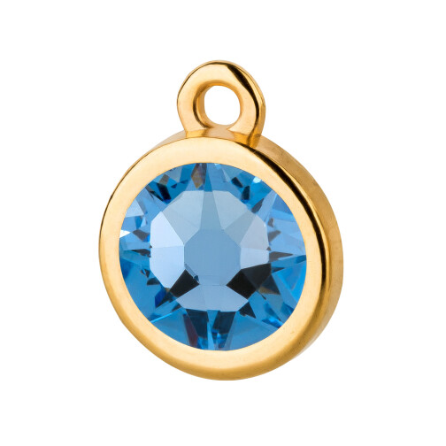 Hanger goud 10mm met kristalsteen in Light Sapphire 7mm 24K verguld
