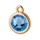 Pendant rose gold 10mm with Crystal stone in Light Sapphire 7mm 24K rose gold plated