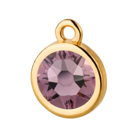 Pendant gold 10mm with Crystal stone in Light Amethyst...